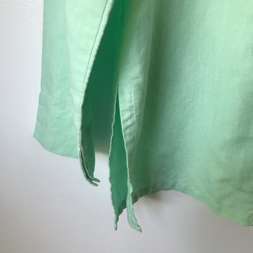 Mint Green Linen Blend Button Down Large - Picture 5 of 9